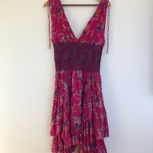 Free People flows floral dress with cinched waist